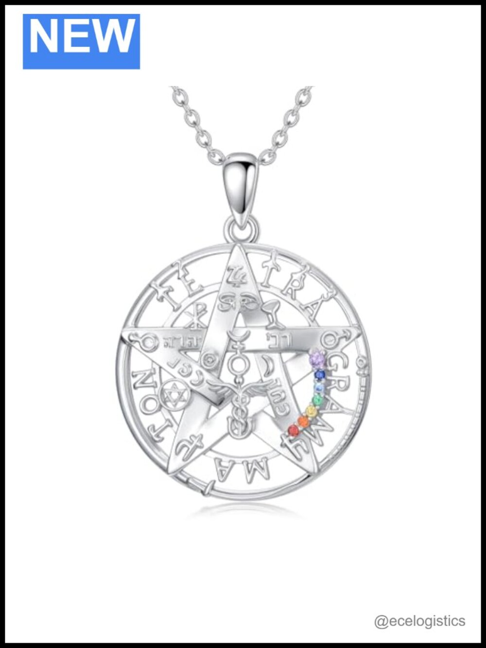 925 Sterling Silver Tetragrammaton Chakra Pendant Necklace
